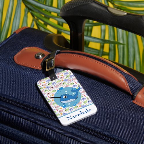 Kids Narwhale Luggage Tag