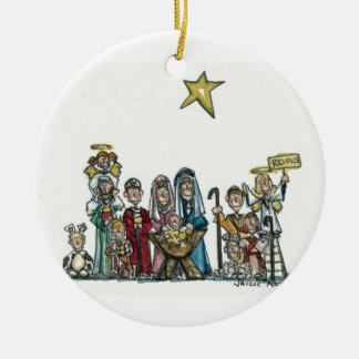 kids nativity scene ceramic ornament