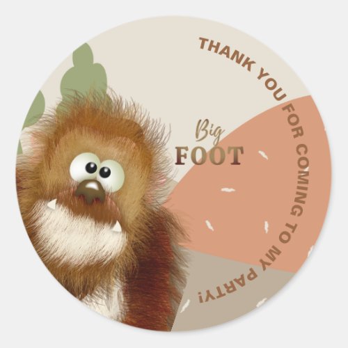 Kids Nature Big Foot Sasquatch Birthday Party     Classic Round Sticker