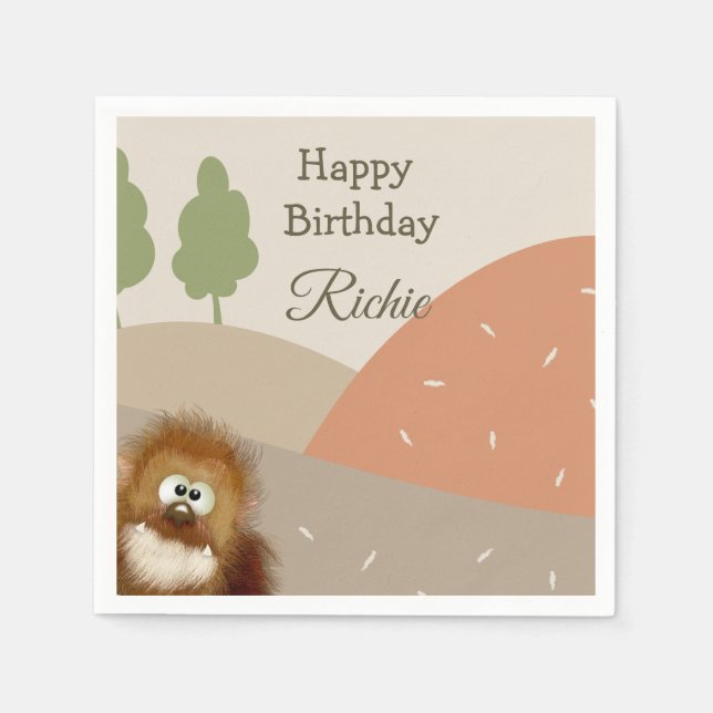 Kids Nature Big Foot/ Sasquatch Birthday Party     Napkins (Front)