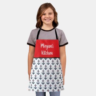 Kid's Nautical Anchor Little Chef Daughter's Name Apron