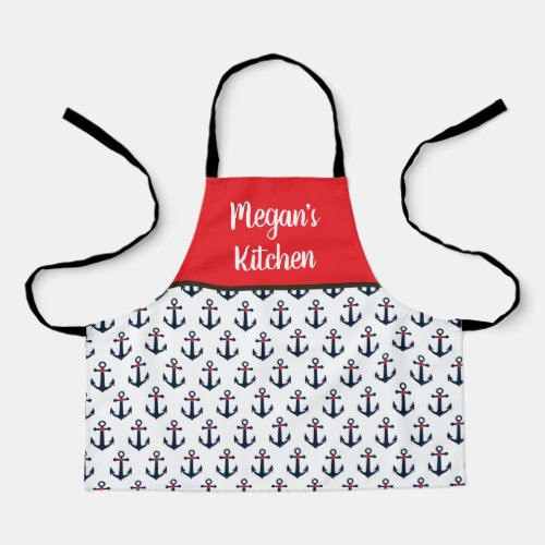 Kids Nautical Anchor Little Chef Daughters Name Apron