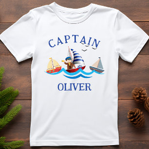 Kids Nautical Boat Captain Personalized T-Shirt