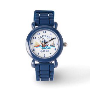 Kids Nautical Boat Captain Personalized Watch
