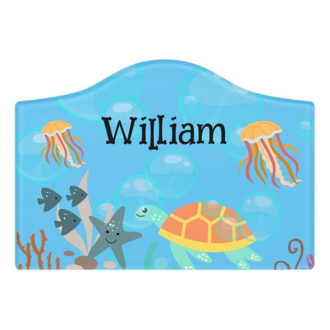 Kids Nautical Pattern Room Door Sign (Small Crest Front)