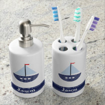 Kids Nautical Soap Dispenser &amp; Toothbrush Holder