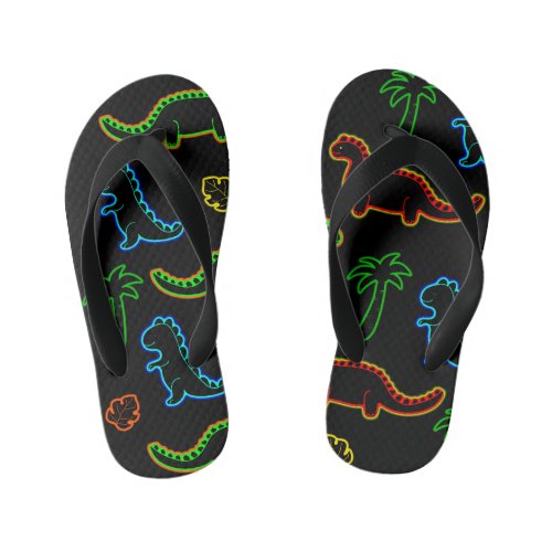 Kids Neon Dino Slippers