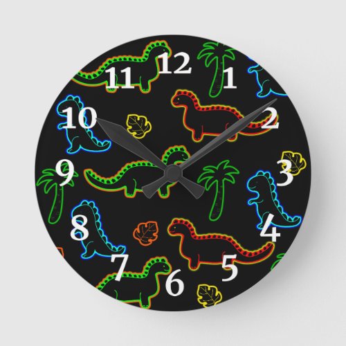 Kids Neon Dinosaur Clock