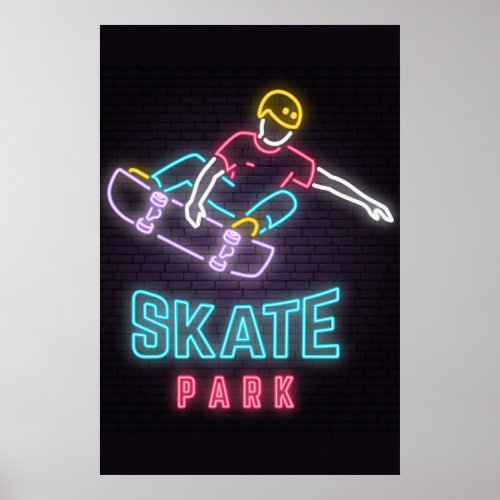 Kids Neon Skateboarder  Poster