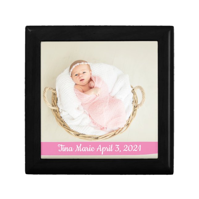 Kids New Baby Personalized Name Birthdate Gift Box (Front)