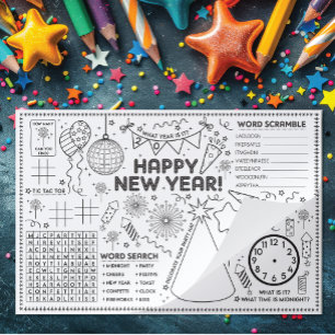 Kids New Year's Activity Pad and Placemat 