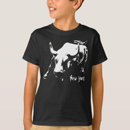 Kids New York T_shirt Bull Statue Souvenir Shirt