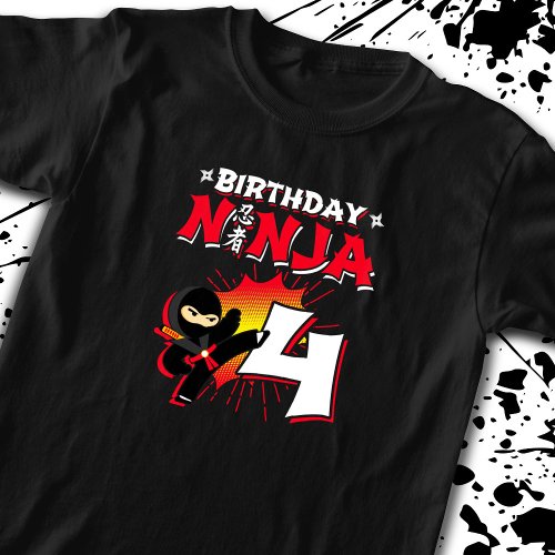 Kids Ninja Birthday Party Gift _ 4 Year Old T_Shirt