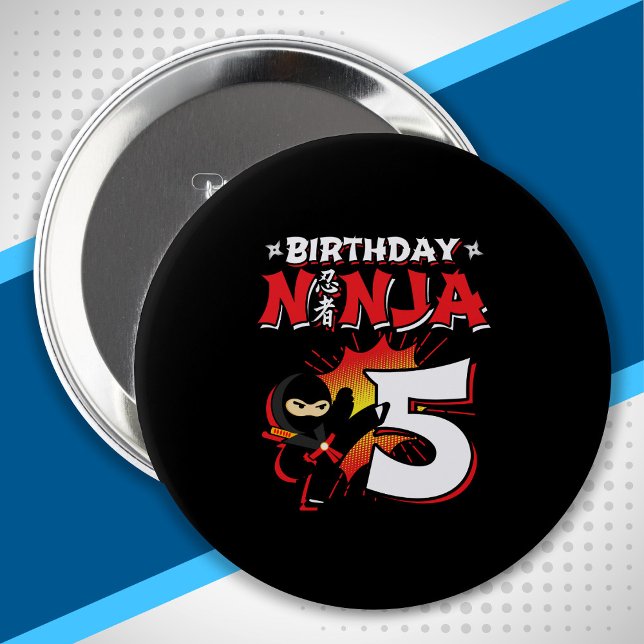 Kids Ninja Birthday Party Gift - 5 Year Old Button (Creator Uploaded)
