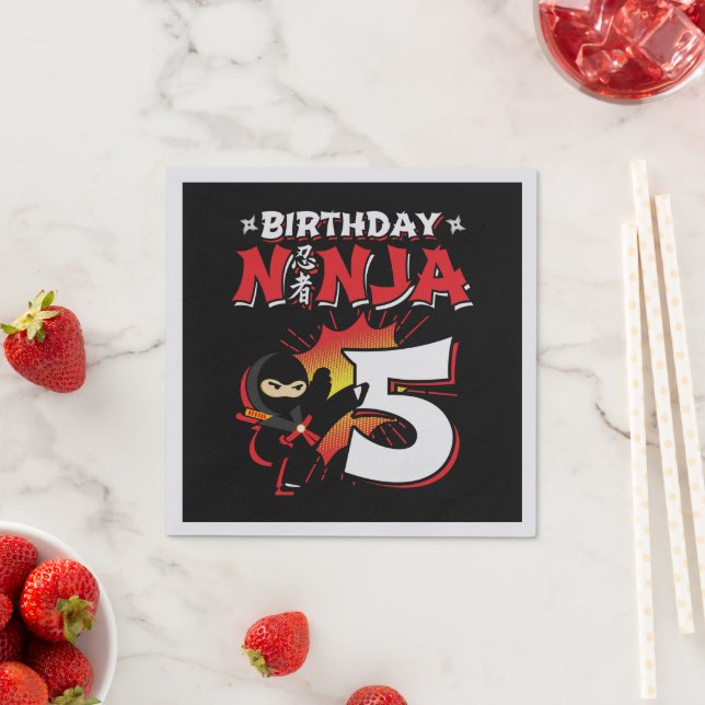 Kids Ninja Birthday Party Gift - 5 Year Old Napkins (Insitu)