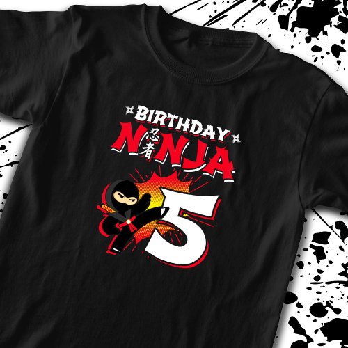 Kids Ninja Birthday Party Gift _ 5 Year Old T_Shirt