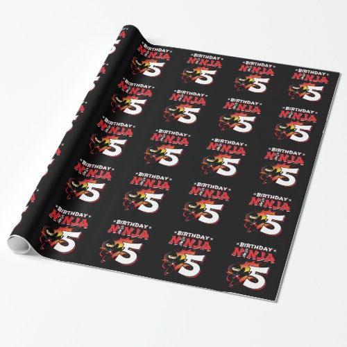 Kids Ninja Birthday Party Gift _ 5 Year Old Wrapping Paper
