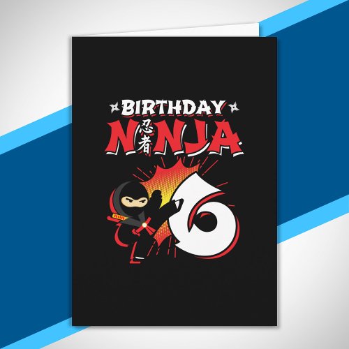 Kids Ninja Birthday Party Gift _ 6 Year Old Card