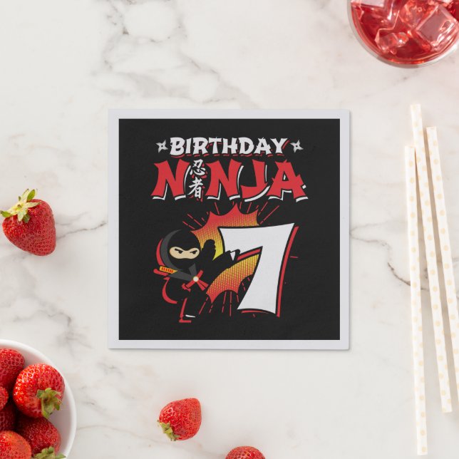 Kids Ninja Birthday Party Gift - 7 Year Old Napkins (Insitu)