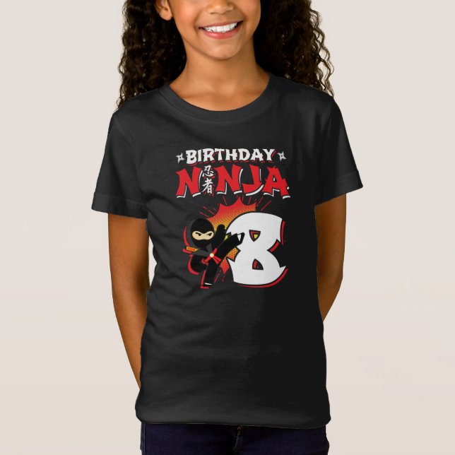 Kids Ninja Birthday Party Gift - 8 Year Old T-Shirt (Front)