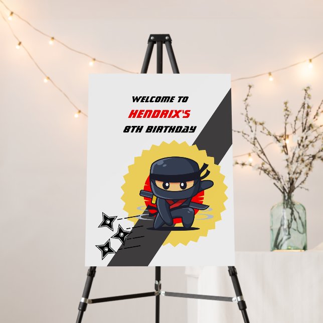 Kids Ninja Karate Birthday Welcome Sign (In Situ (Stand))