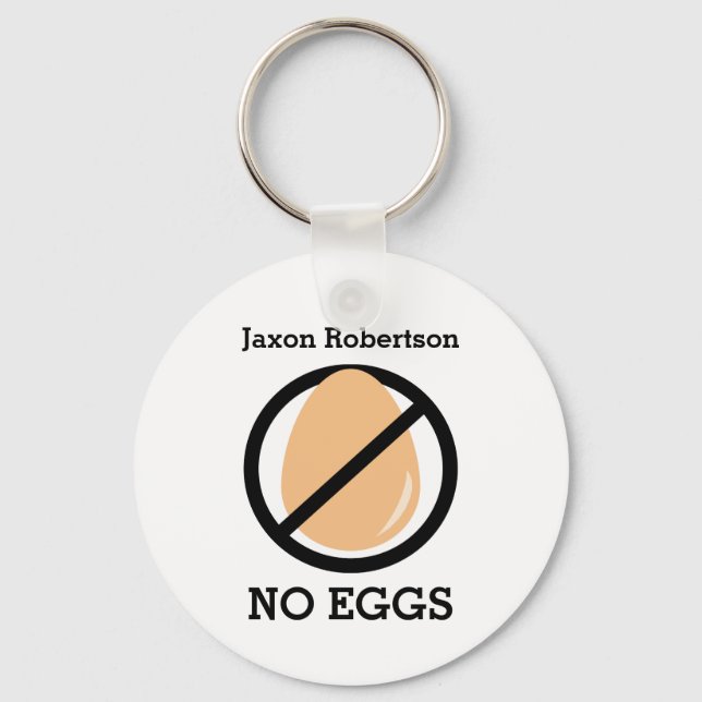 Kids No Eggs Allergy Alert Personalized Keychain (Front)