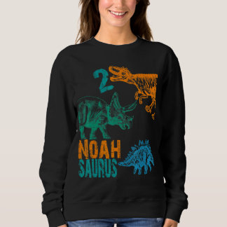 Kids Noah Saurus 2nd Birthday Boys Rex Bday Party Sweatshirt