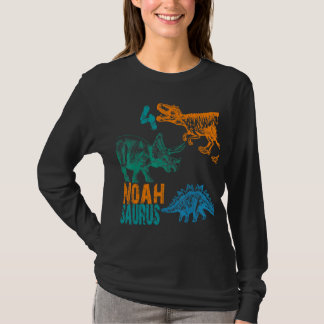 Kids Noah Saurus 4th Birthday Boys Rex Bday Party T-Shirt