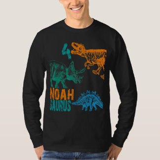 Kids Noah Saurus 4th Birthday Boys Rex Bday Party T-Shirt