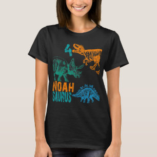 Kids Noah Saurus 4th Birthday Boys Rex Bday Party T-Shirt