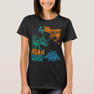 Kids Noah Saurus 4th Birthday Boys Rex Bday Party T-Shirt