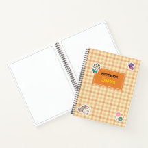 Kids Notebook with Stickers and Gingham Plaid