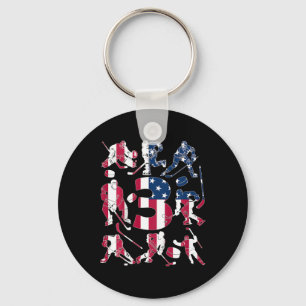 Kids Number 3 Years Ice Hockey 3rd Birthday Keychain