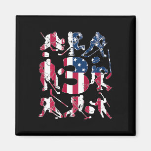 Kids Number 3 Years Ice Hockey 3rd Birthday Magnet