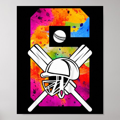 Kids Number 6 Years Cricket 6th Birthday 1  Poster