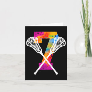 Kids Number 7 Years Lacrosse 7th Birthday Card