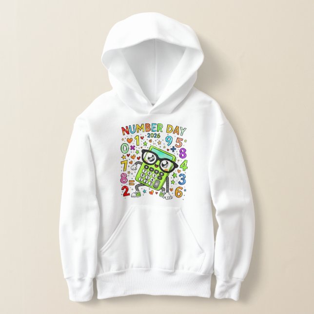 Kids Number Day Hoodie | Colourful Maths Numbers (Laydown)