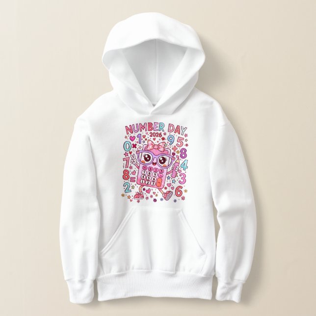 Kids Number Day Hoodie | Colourful Maths Numbers (Laydown)