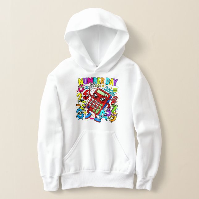 Kids Number Day Maths Hoodie | Primary School UK (Laydown)