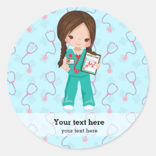 Kids nurse classic round sticker