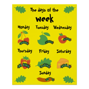 Kids Nursery Days Of The Week Poster