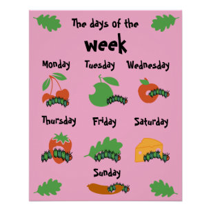 Kids Nursery Days Of The Week Poster