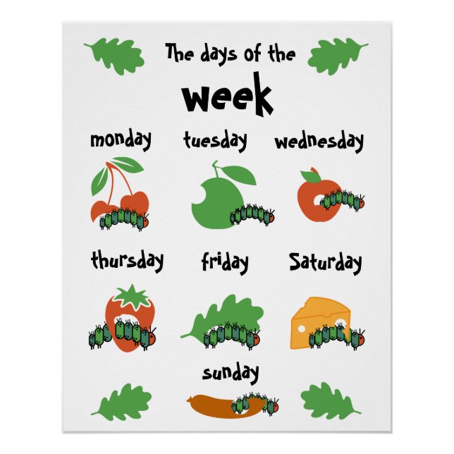 Kids Nursery Days Of The Week Poster (Front)