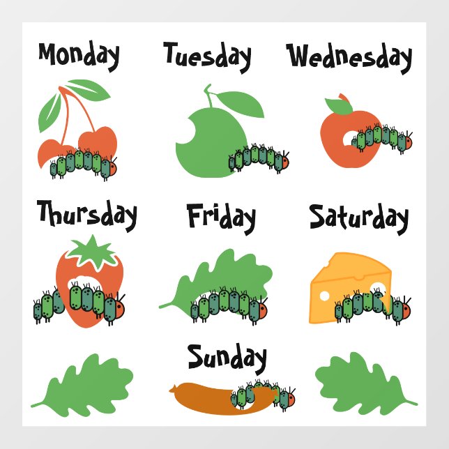 Kids Nursery Days Of The Week Wall Decal (Front)