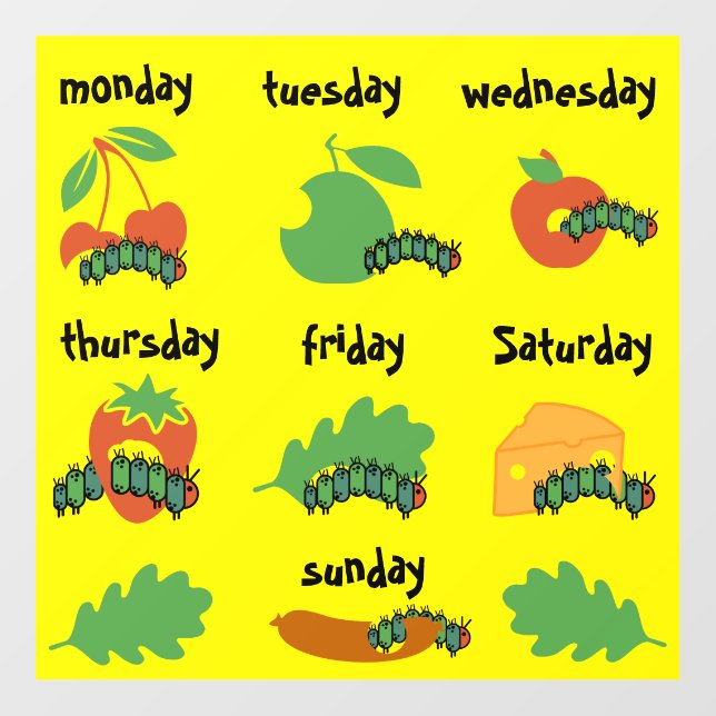 Kids Nursery Days Of The Week Wall Decal (Front)