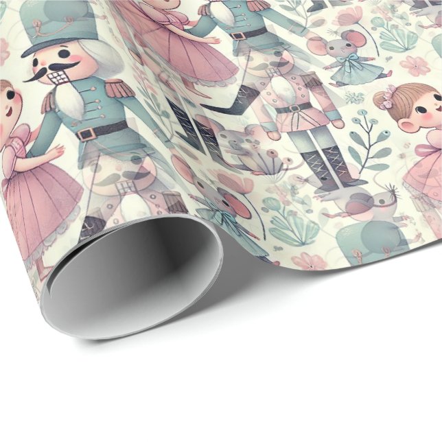 Kids Nutcracker Suite Marie Mouse King Pastels Wrapping Paper (Roll Corner)
