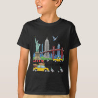 Kids Nyc Souvenir New York City Usa Icons Yellow T