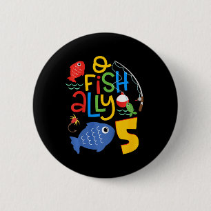 Kids O-fish-ally Five Birthday Decorations 5 Year Button