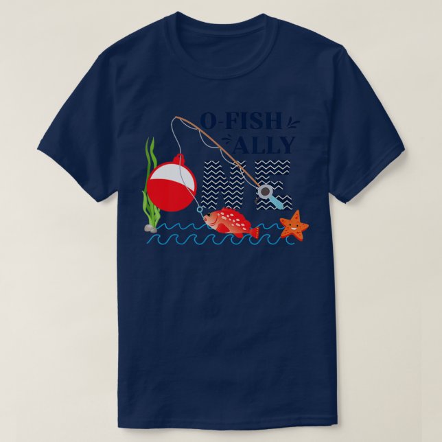 Kids O Fish Ally One 1st First Birthday Party T-Shirt (Design Front)