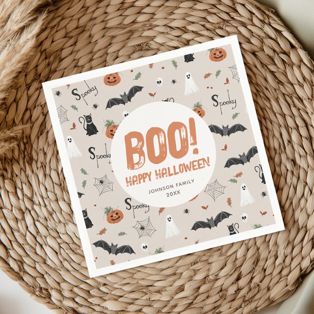 Kids October Spooky Halloween Fall Boo Napkins (Creator Uploaded)